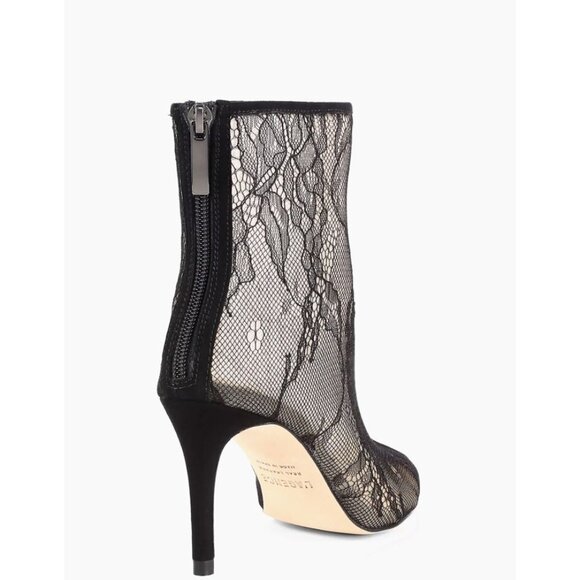 L'AGENCE Mila Booties Heels Lace Black Suede Leather - Picture 2 of 6